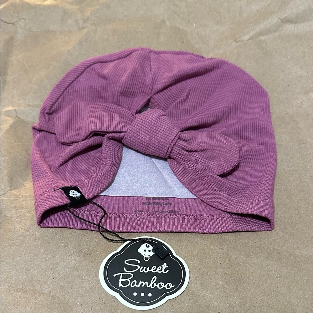 Sweet Bamboo Girls' Purple Knot Turban Hat